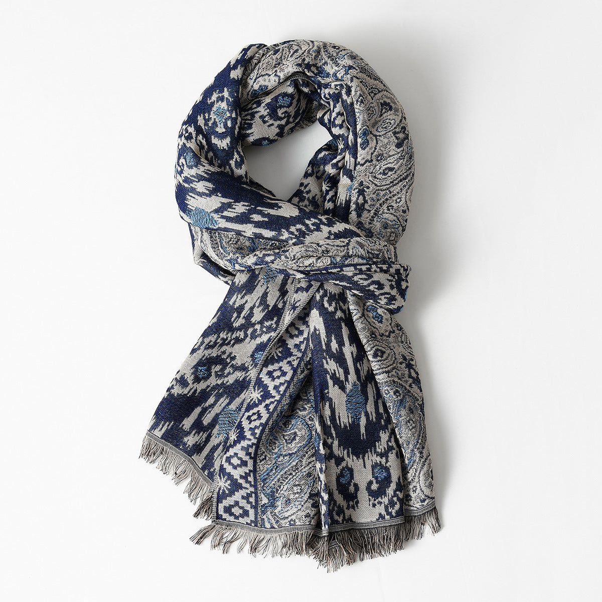 Jacquard Tassel Scarf