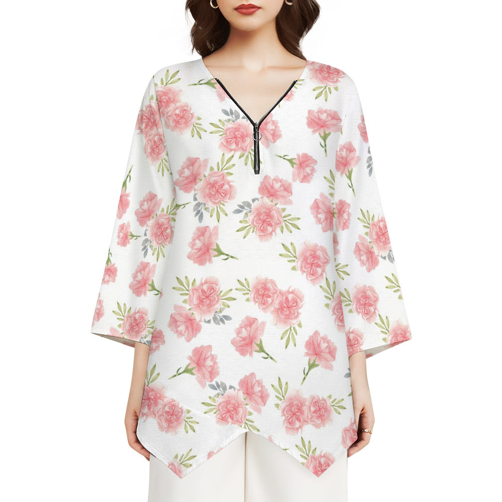 Women's New V-neck top-Floral